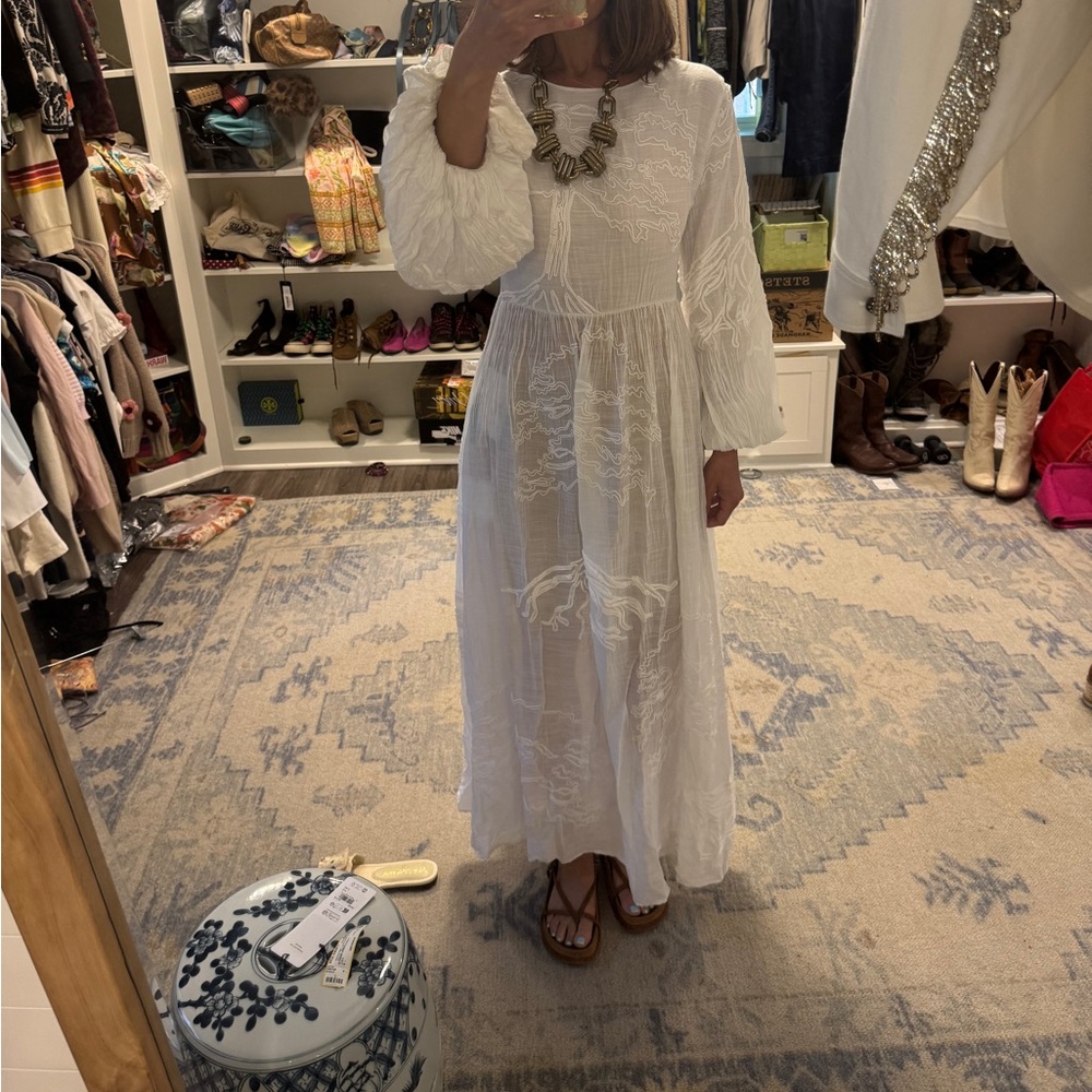 Aqua Bendita/ Zimmermann look Elegant White Maxi Beautiful Dress 🏖️ medium NWT